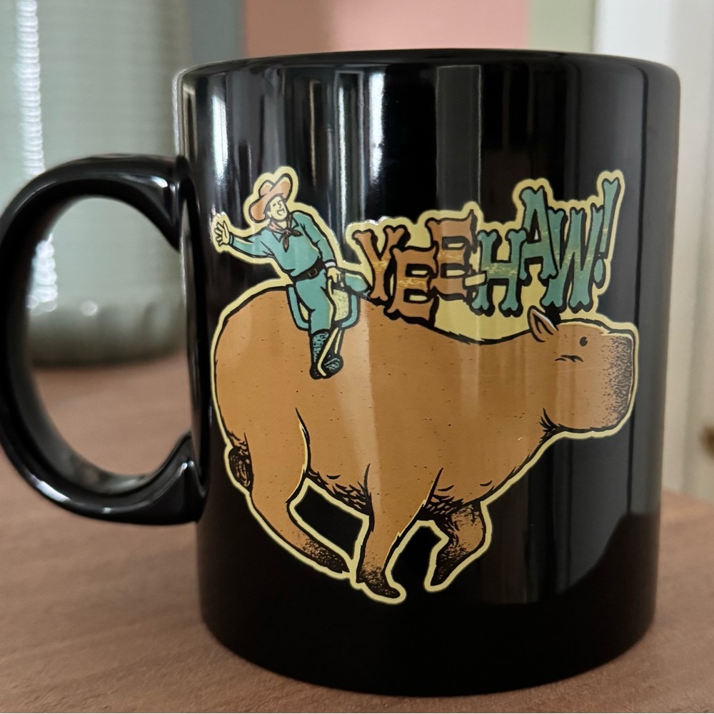 Threadless Capybara Cowboy Yeehaw Cowboy Coffee Tea Mug Cup Western Riding